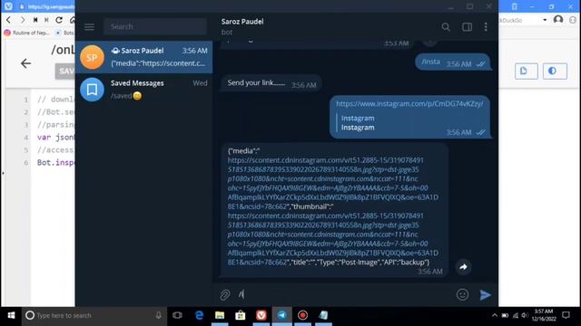 Telegram Bot fetching Instagram post/reels смотреть онлайн