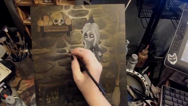 The Dark Conjurer Timelapse Acrylic Dark Fantasy Art Painting