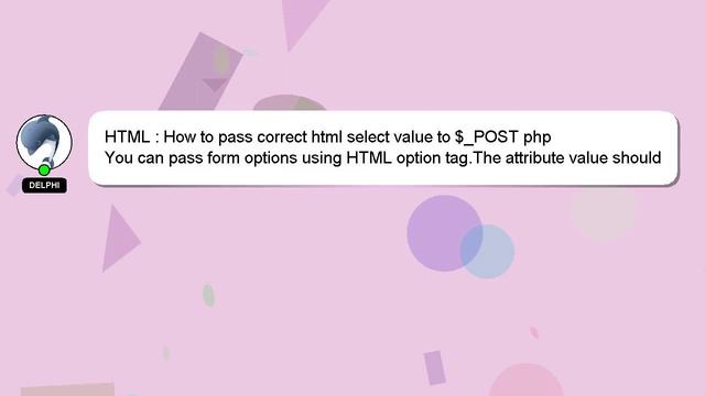 HTML : How to pass correct html select value to $_POST php смотреть онлайн