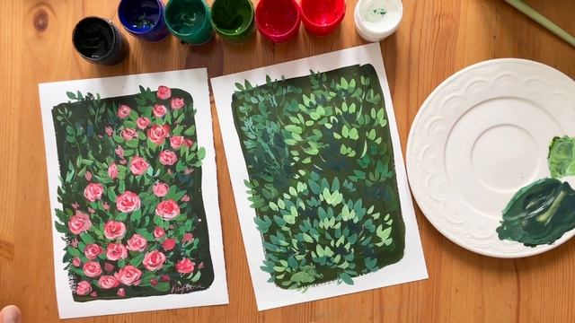 Рисуем гуашью «Розы». Пошаговый урок для начинающих. Как просто нарисовать розовый куст смотреть онлайн