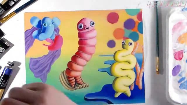 The Birth of Wormoid by Blobicelli ✿ Pop surrealist painting process with Anka of AGblend13 смотреть онлайн