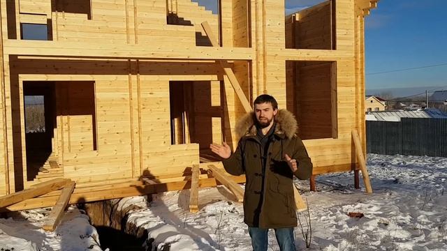 Строим дом из двойного бруса в Уфе.Почему в строительстве используется исключительно сосна? Baumhau смотреть онлайн