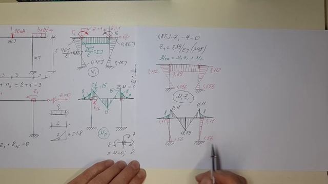 расчет симметричной рамы комбинированным методом / строительная механика смотреть онлайн