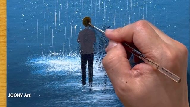 Painting a Couple on a Rainy Day / Acrylic Painting for Beginners смотреть онлайн