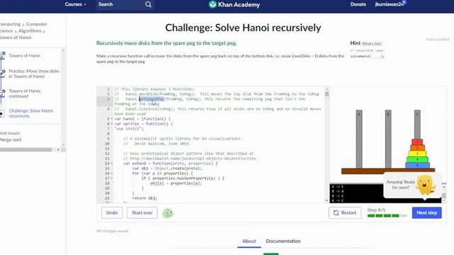 Solve Tower of Hanoi recursively with JavaScript смотреть онлайн