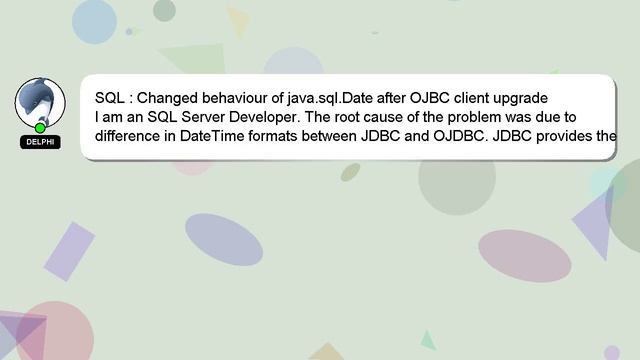 SQL : Changed behaviour of java.sql.Date after OJBC client upgrade смотреть онлайн
