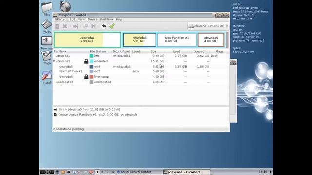 AntiX 13 Stable - gParted - Partition a Multi-boot system смотреть онлайн