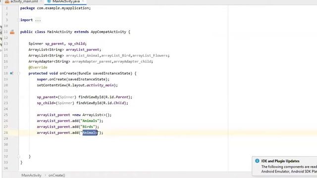 Spinner in android | Create Dependent Spinner android studio part1 смотреть онлайн