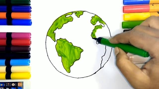 How to draw and colour Earth ? смотреть онлайн