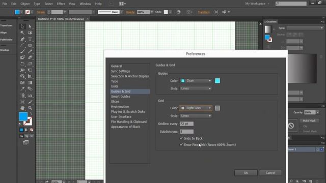 Adobe Illustrator Preferences Guides And Grids смотреть онлайн