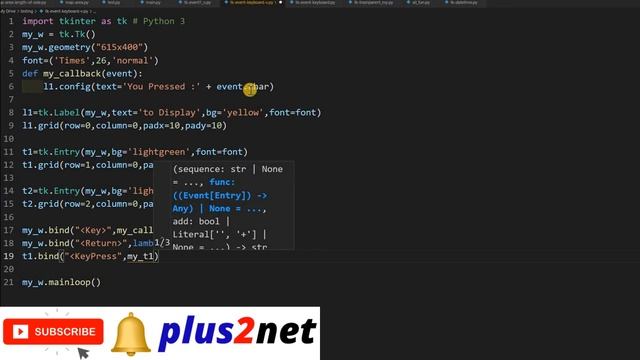 Tkinter binding keyboard events like Key press, release , focus, enter and callback functions смотреть онлайн