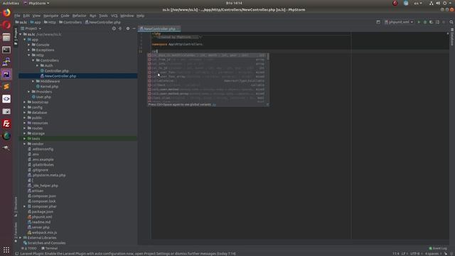 Создание ручками нового класса Laravel | Создание нового класса PhpStorm смотреть онлайн