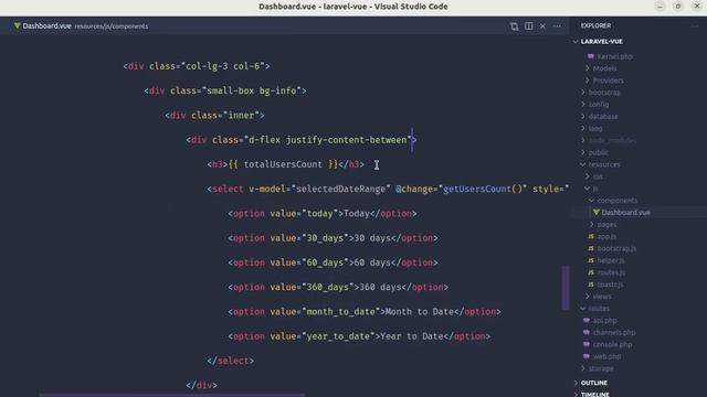 Interactive Dashboard Stats for Users with Filters | Using Laravel and Vue 3 | Part 37 смотреть онлайн