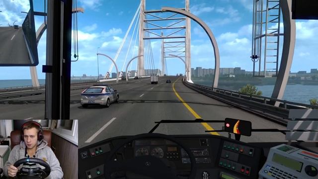 РЕЙС НА АВТОБУСЕ ИЗ ПИТЕРА В ВЫБОРГ - EURO TRUCK SIMULATOR 2 + LOGITECH G29 смотреть онлайн