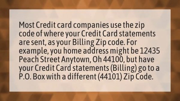 Where is the billing zip code on a card?
