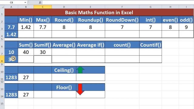 Excel Video 14: Excel basic formulas and functions - All Maths Function смотреть онлайн