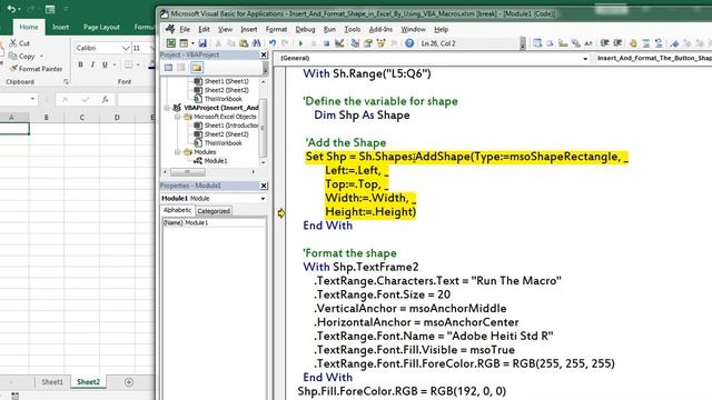 Insert And Format Shape in Excel By Using VBA Macros смотреть онлайн