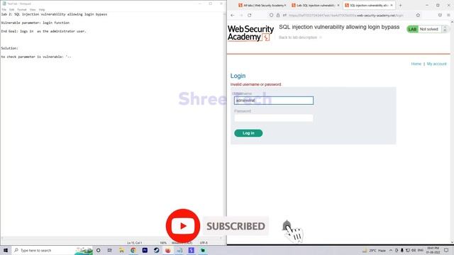 lab 2 : SQL injection vulnerability allowing login bypass | Hindi смотреть онлайн