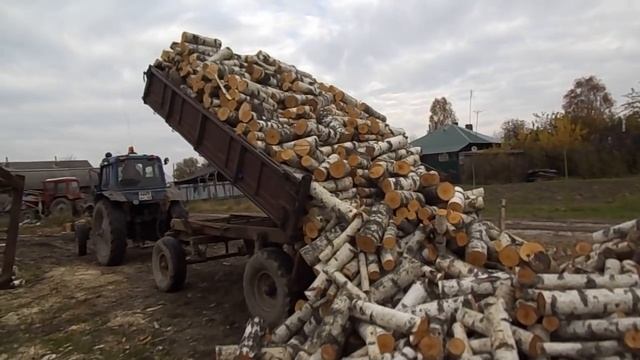 Выгружаем дрова. Первая телега. смотреть онлайн