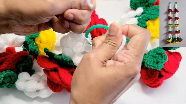 🌹Part-2 Woolen Rose Toran, गुलाब फूल चांदनी गेट पर्दा, Rose Door hanging, how to join Rose Garland смотреть онлайн