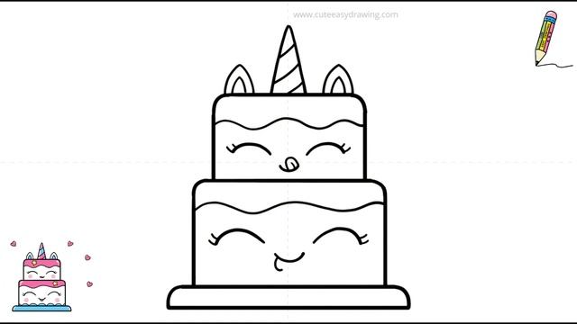 How to Draw a Cute Unicorn Cake - Easy Draw and Color Step by Step смотреть онлайн
