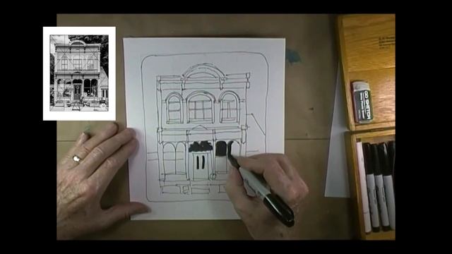Gray Marker Sketch of the Fancy store front смотреть онлайн