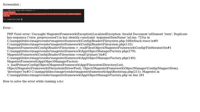 M2 - Error : PHP Fatal error: Uncaught Return Duplicate key-sequence s error run any commands смотреть онлайн