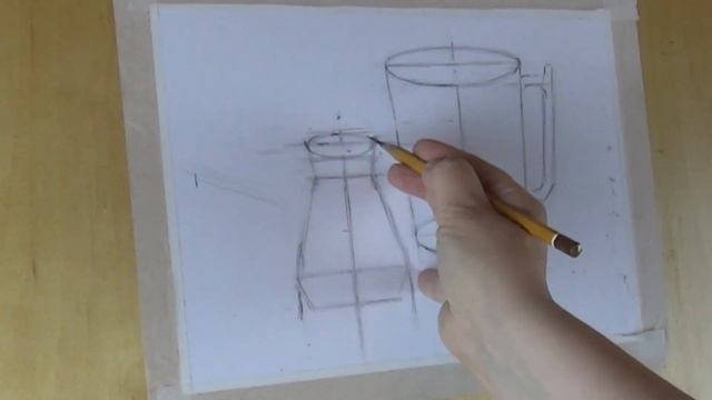 Линейно-конструктивный рисунок натюрморта из двух предметов конической формы. Часть 1 смотреть онлайн