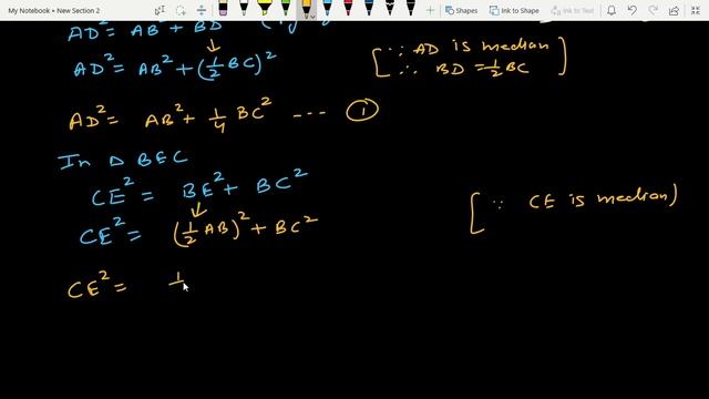 Triangle ABC is right angled at B. AD and CE are the two medians drawn from A and C . If AC = 5cm A смотреть онлайн