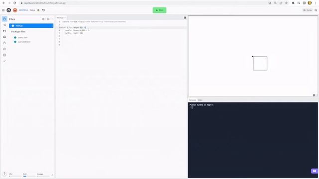 Как нарисовать квадрат на языке программирования Python смотреть онлайн