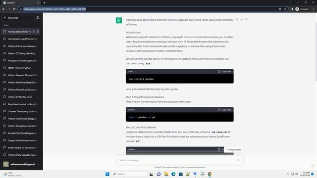Create blank rows between rows in a dataset and then fill them using rows beneath Python смотреть онлайн