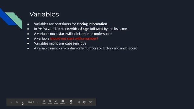 PHP Variables смотреть онлайн