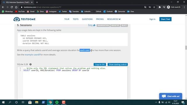 TestDome SQL 'Interview Questions' Soru Çözümleri смотреть онлайн