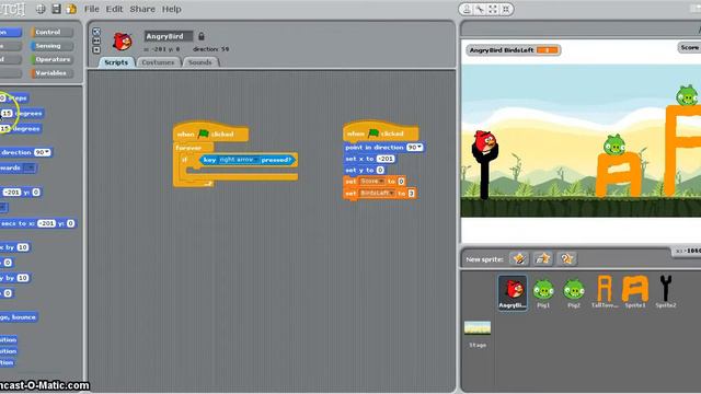 Angry Birds Scratch 4: Changing the angle of the bird смотреть онлайн