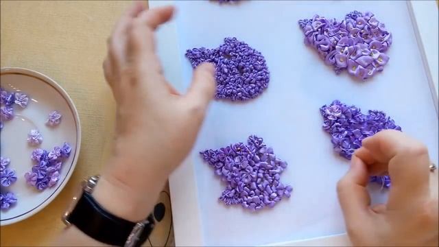 МК. Разные способы вышивки сирени. Часть 6. Объемная двухслойная сирень! смотреть онлайн