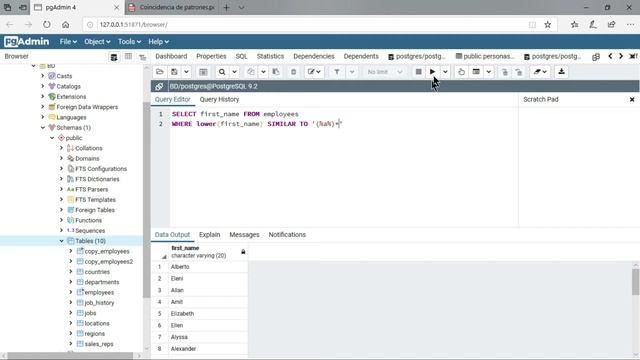 COINCIDENCIA DE PATRONES - PostgreSQL смотреть онлайн
