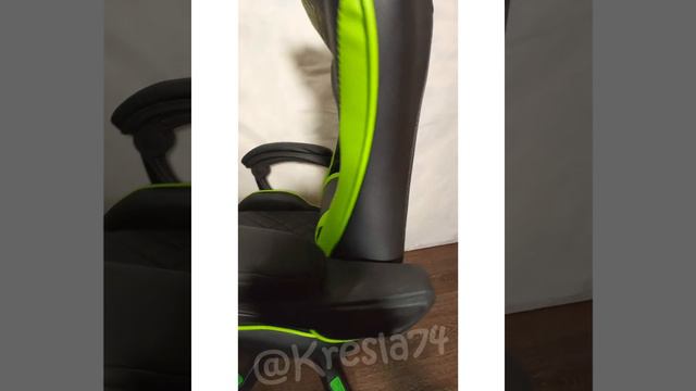 Геймерское кресло черно-салатовой расцветки с подножкой смотреть онлайн