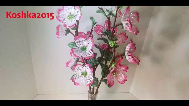 Букет Кизила /Dogwood Tree из бисера от Koshka2015 - цветы из бисера,  бисероплетение Beaded Flower