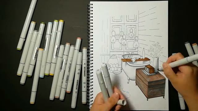 Построение ванной в угловой перспективе. Интерьерный скетчинг смотреть онлайн