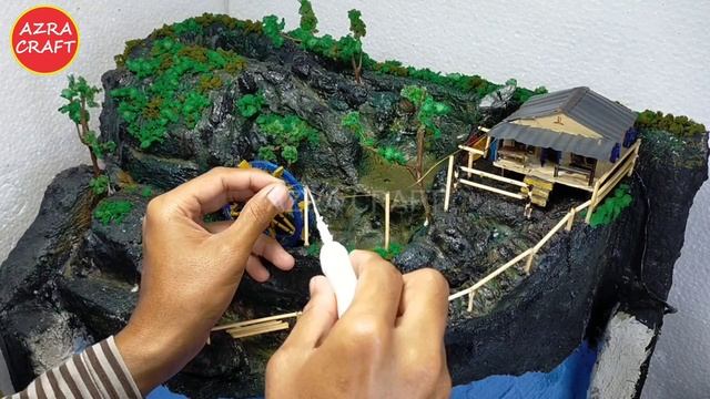Making Waterfall Aquarium And Amazing Miniature House And Waterwheel On Cliffs From Styrofoam Cemen
