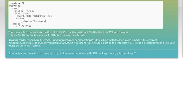 How to connect to a MySQL Docker Container via SSH? смотреть онлайн