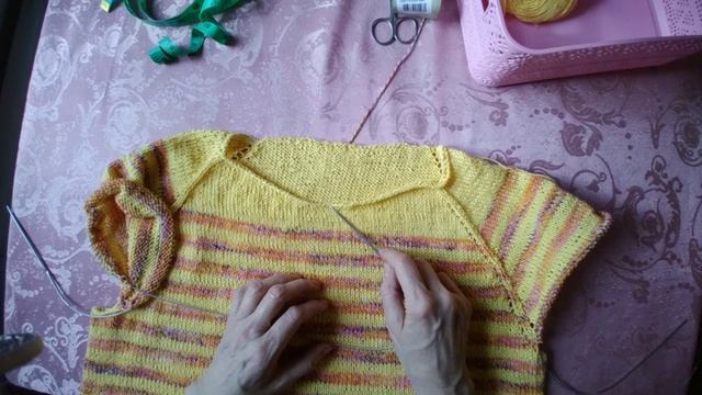 Летняя футболка - полосатик спицами// продвижения вязания смотреть онлайн