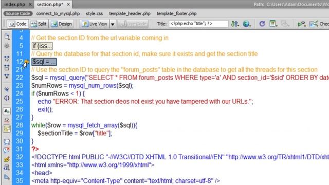 4. Web Intersect Forum Tutorial : Programming the section.php PHP Script смотреть онлайн