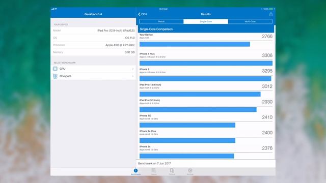 iOS 11 Geekbench of iPad Pro 12.9 inch 1st Generation смотреть онлайн