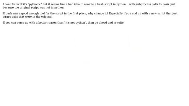 Software Engineering: Is it pythonic to replace a bash script with series of subprocess calls смотреть онлайн
