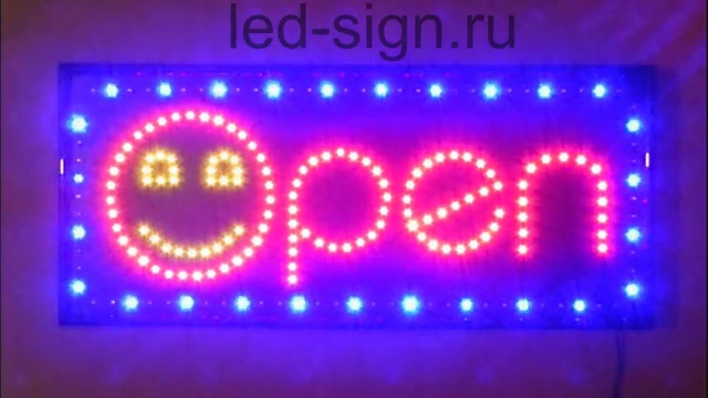 Светодиодная вывеска - табличка "OPEN" 50х25 см смотреть онлайн