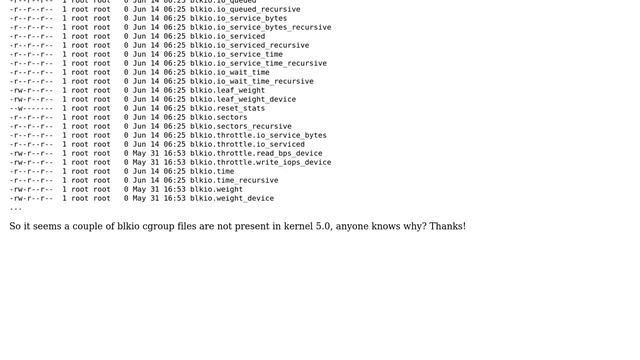A couple of blkio cgroup files are not present in Linux kernel 5 смотреть онлайн