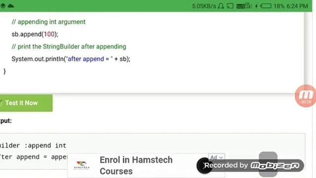 Java string builder append () method смотреть онлайн