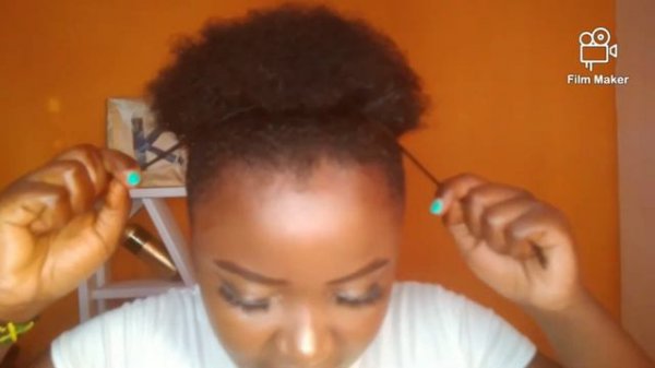 How to style natural short hair into afro puff// using styling gel only