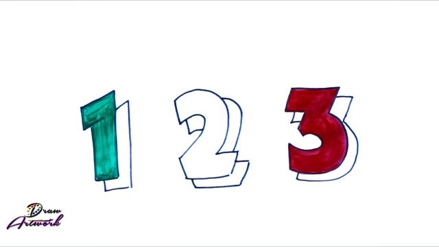 How to draw a numbers one, two, three 1 2 3 for kids смотреть онлайн